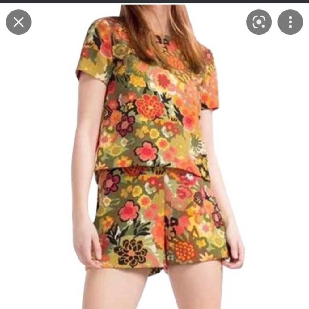 Zara Trafaluc 70's floral romper playsuit